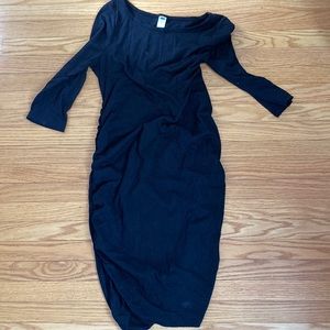 Black knee length maternity dress